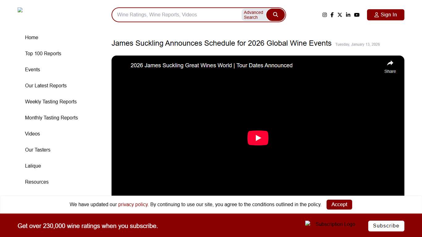 James Suckling Announces Schedule for 2026 Global Wine Events - JamesSuckling.com JamesSuckling.com